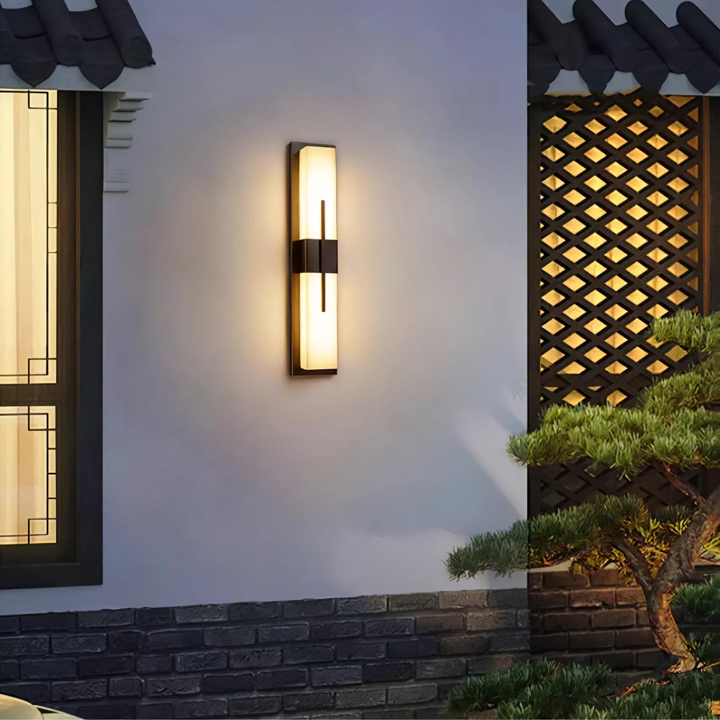 Square Marble Outdoor Wall Lamp