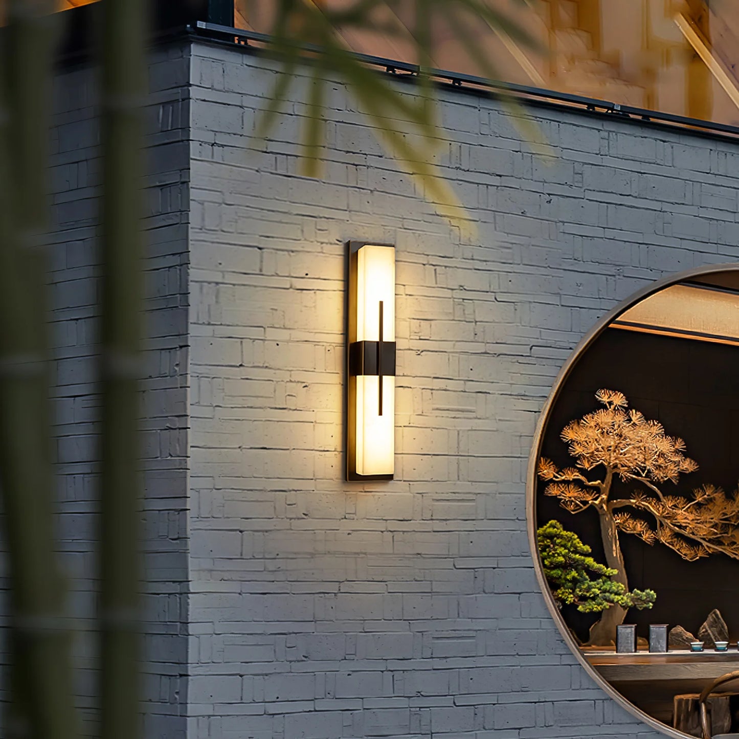 Square Marble Outdoor Wall Lamp