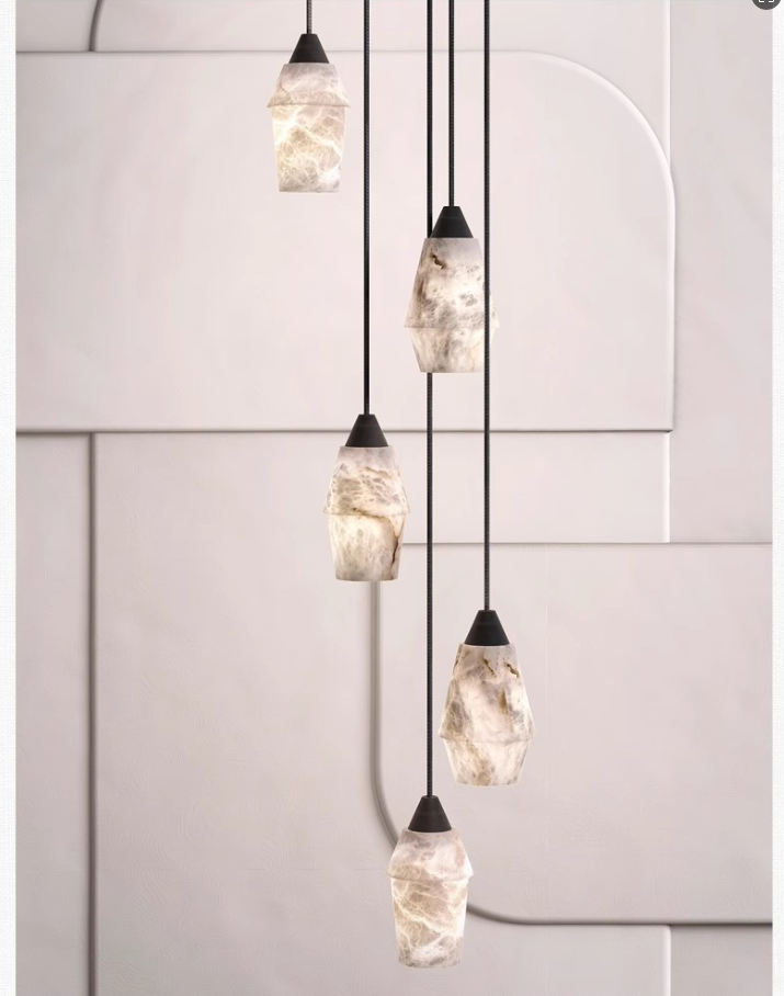 Ako Brass Marble Pendant Light