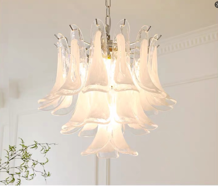 Cloudy White Glass Chandelier