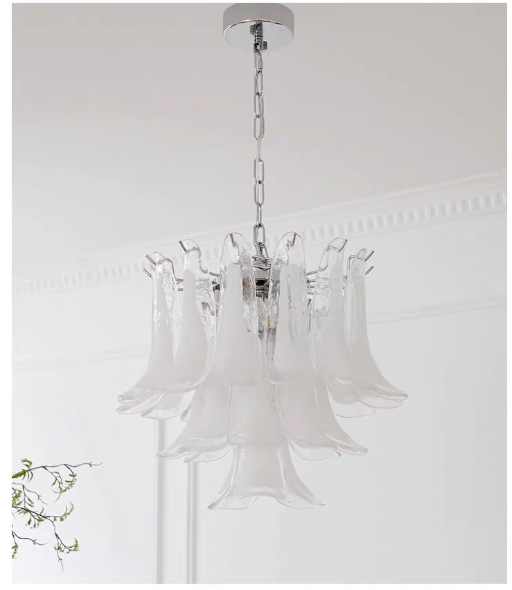 Cloudy White Glass Chandelier
