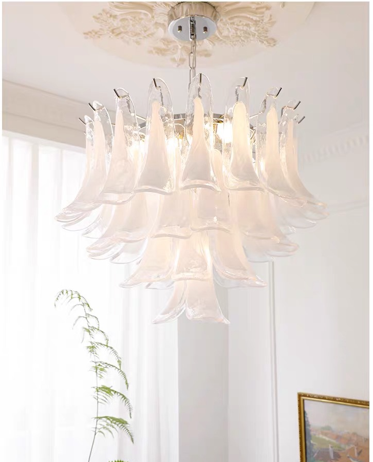 Cloudy White Glass Chandelier
