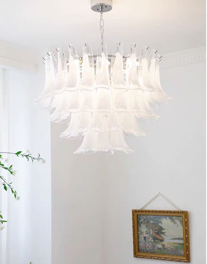 Cloudy White Glass Chandelier