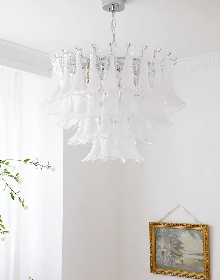 Cloudy White Glass Chandelier