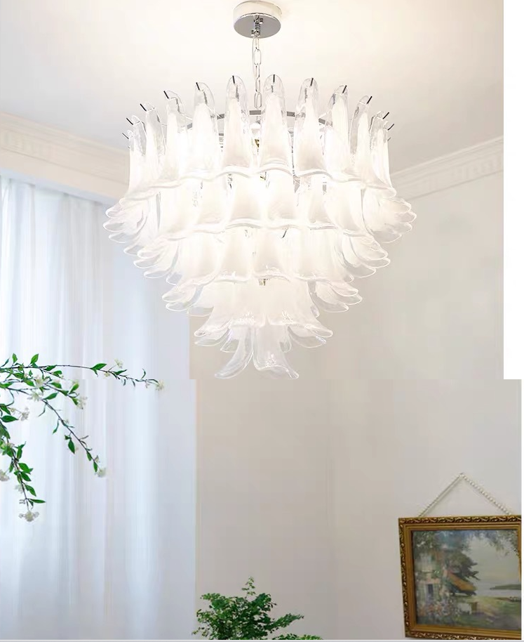 Cloudy White Glass Chandelier