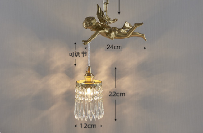 Chloe Angel Brass Crystal Suspension Lamp