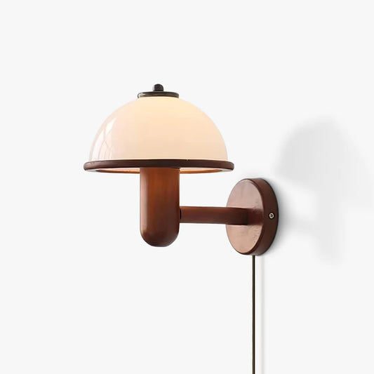 Walnut And Mushroom Wall Lamp