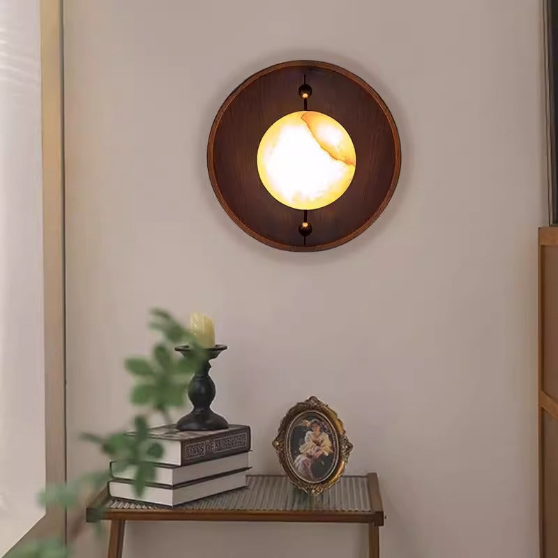 Alabaster Marble Walnut Wall Sconce