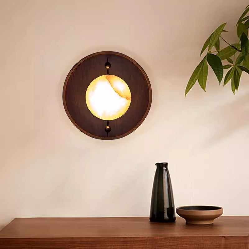 Alabaster Marble Walnut Wall Sconce