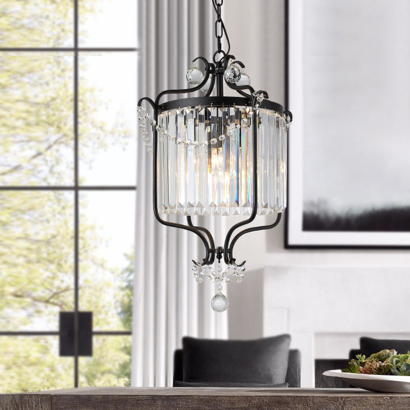 Modernism Cage Hanging Ceiling Lamp with Crystal Shade