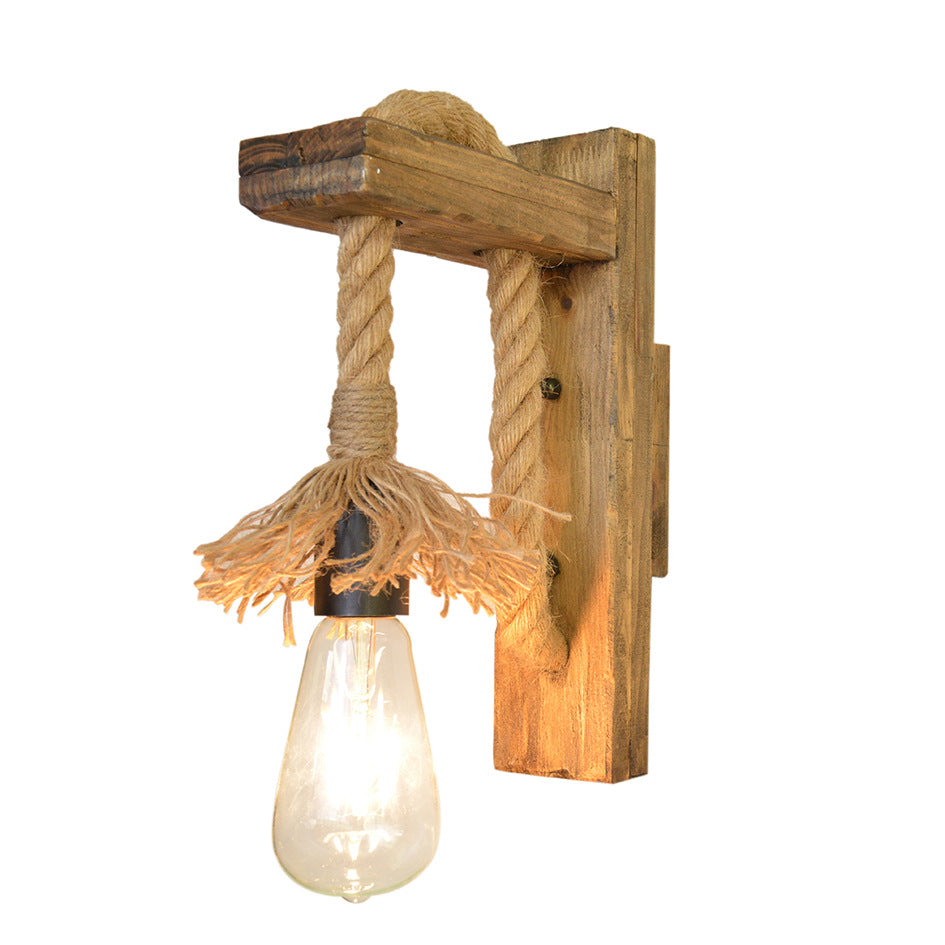 American Countryside Wooden Retro Wall Lamp