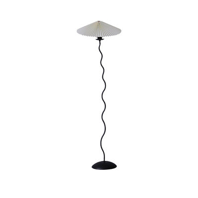 Vintage Pleated Floor Lamp White Fabric