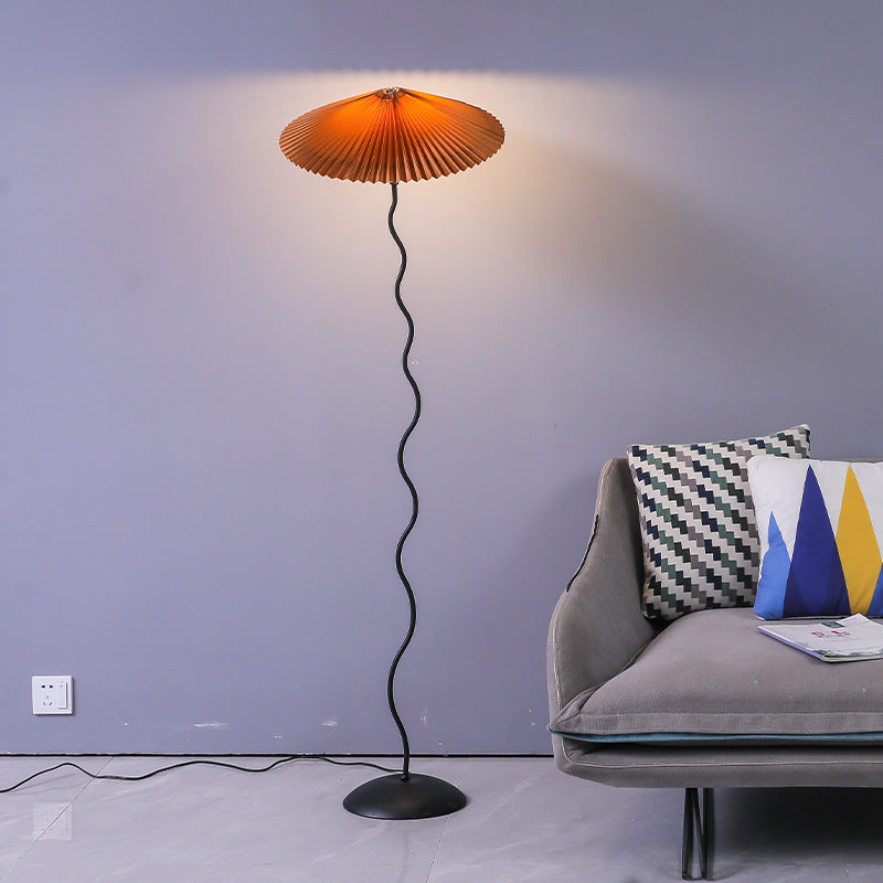 Vintage Pleated Floor Lamp White Fabric
