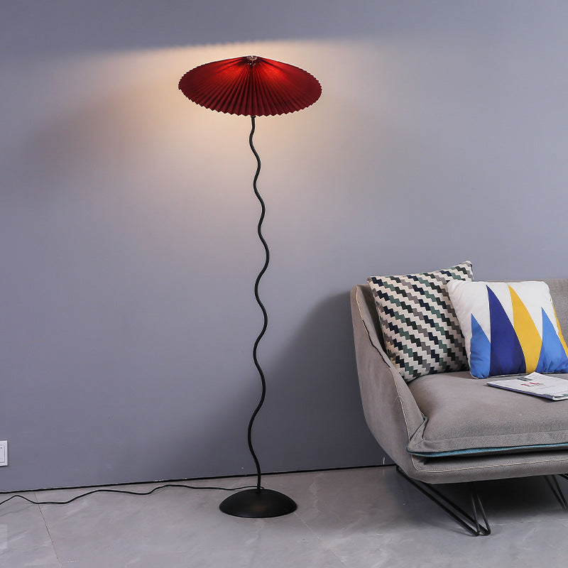 Vintage Pleated Floor Lamp White Fabric