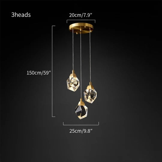 Crystal Brass Pendant Light | LED Wall Lamp