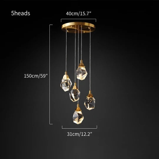 Crystal Brass Pendant Light | LED Wall Lamp