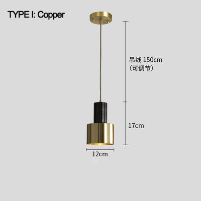 Brass Cylinder Pendant Light