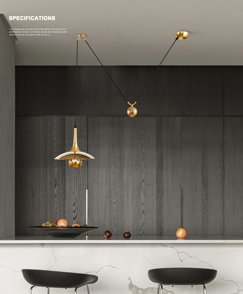 Vintage Counterweight Adjustable Pendant Light Pulley