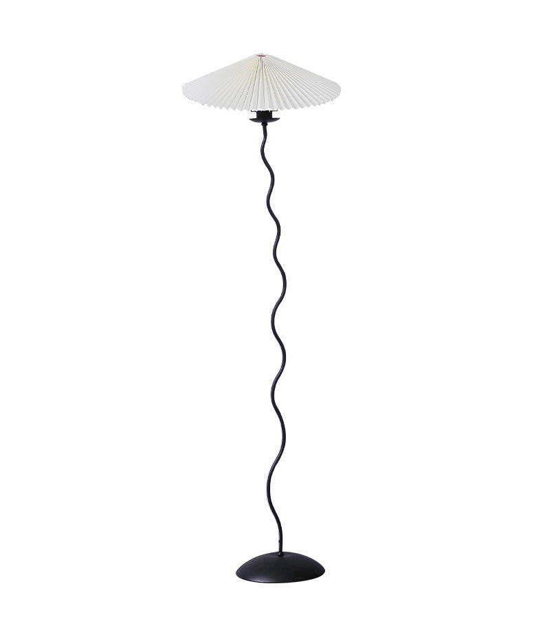 Vintage Pleated Floor Lamp White Fabric