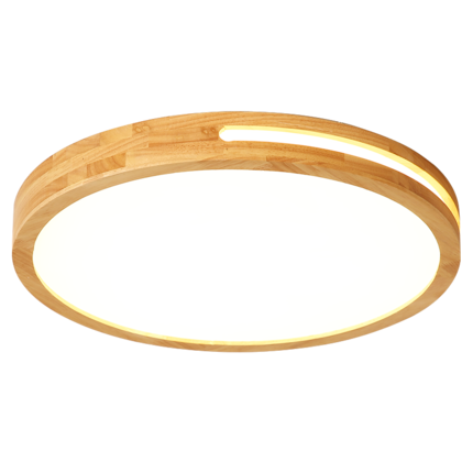 LED Ceiling Light Remote Control Wooden Round