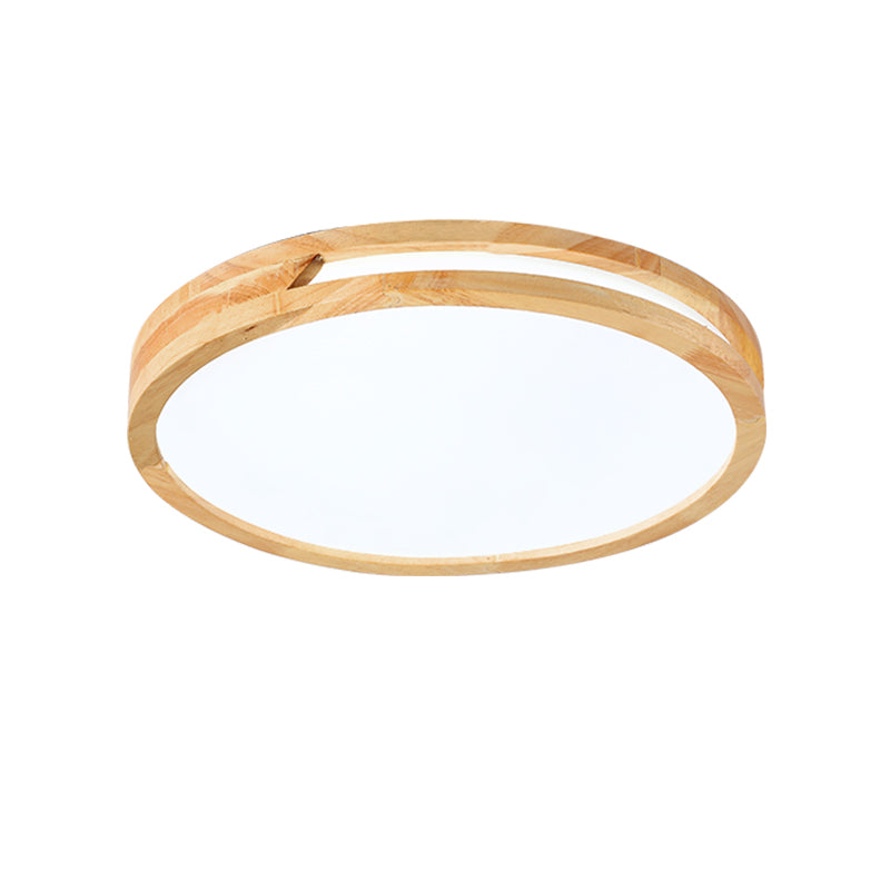LED Ceiling Light Remote Control Wooden Round