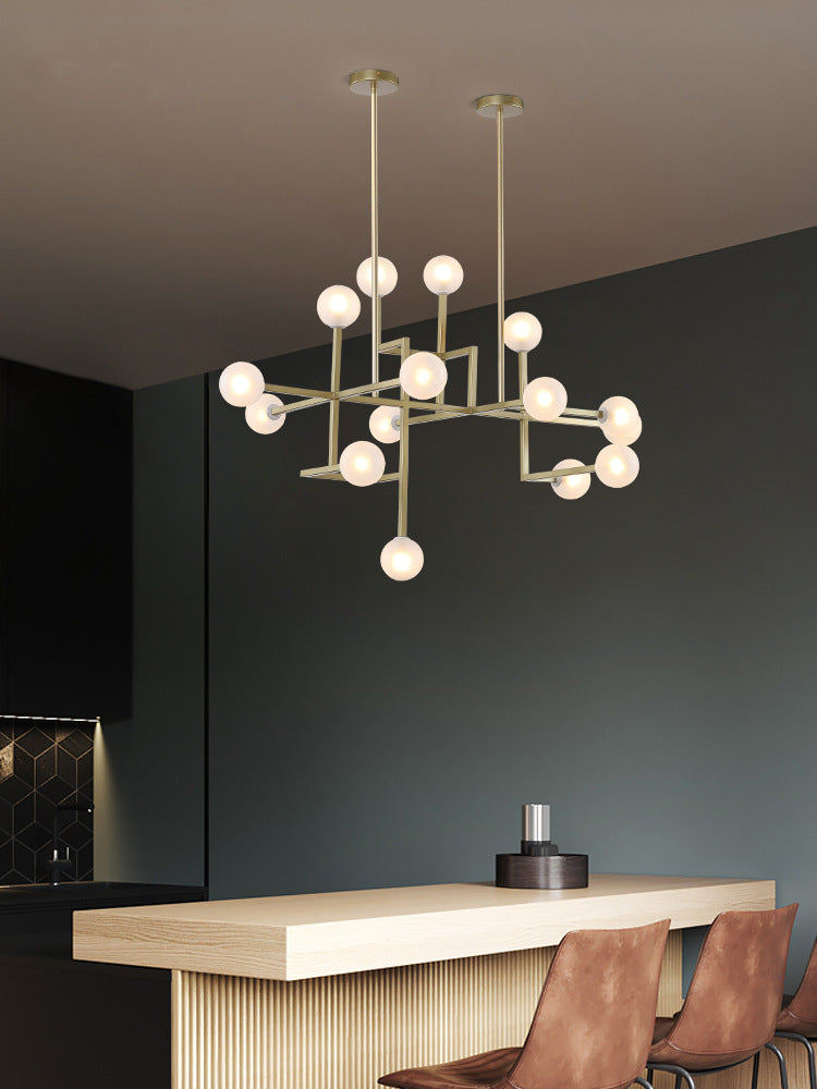 Wrought Iron Glass Ball Black Chandelier