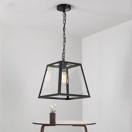 Industrial Retro Wrought Iron Glass Pendant