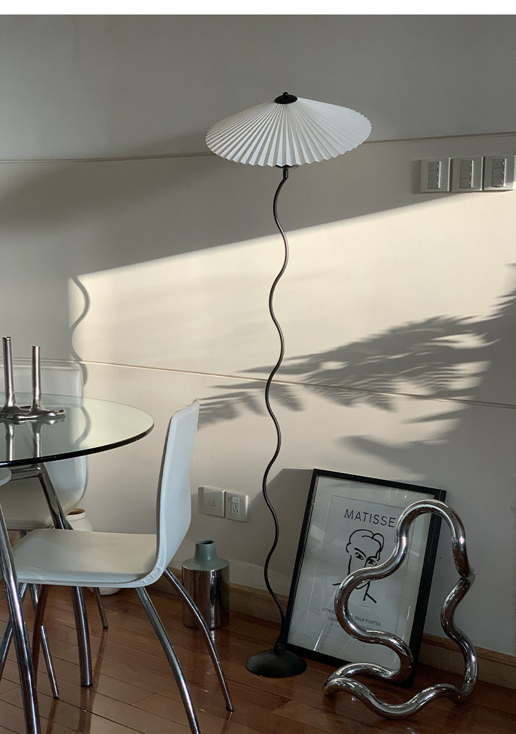 Vintage Pleated Floor Lamp White Fabric