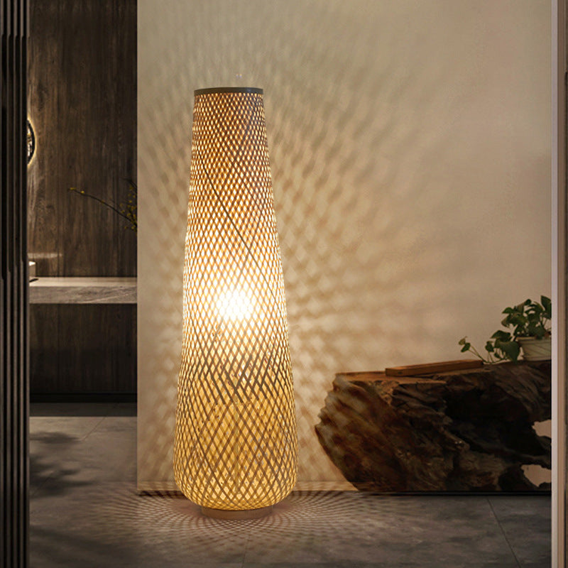 Bamboo Rattan Floor Lamp