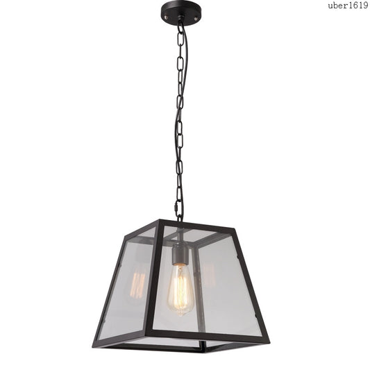 Industrial Retro Wrought Iron Glass Pendant