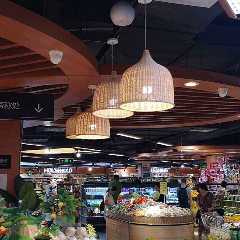 Rattan pendant light fixture