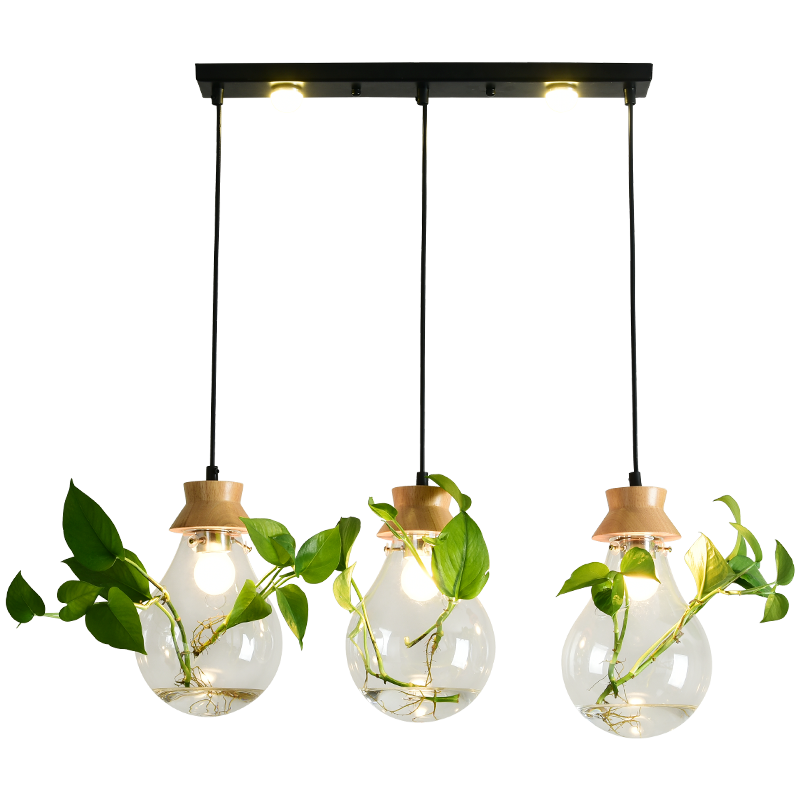 Hanging plant vase pendant light in brass