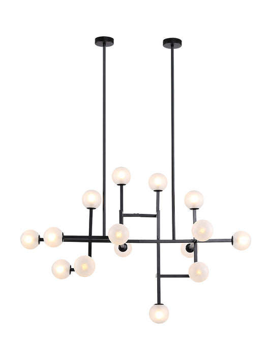 Wrought Iron Glass Ball Black Chandelier