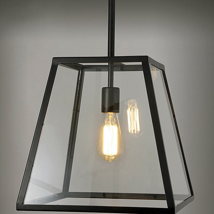 Industrial Retro Wrought Iron Glass Pendant