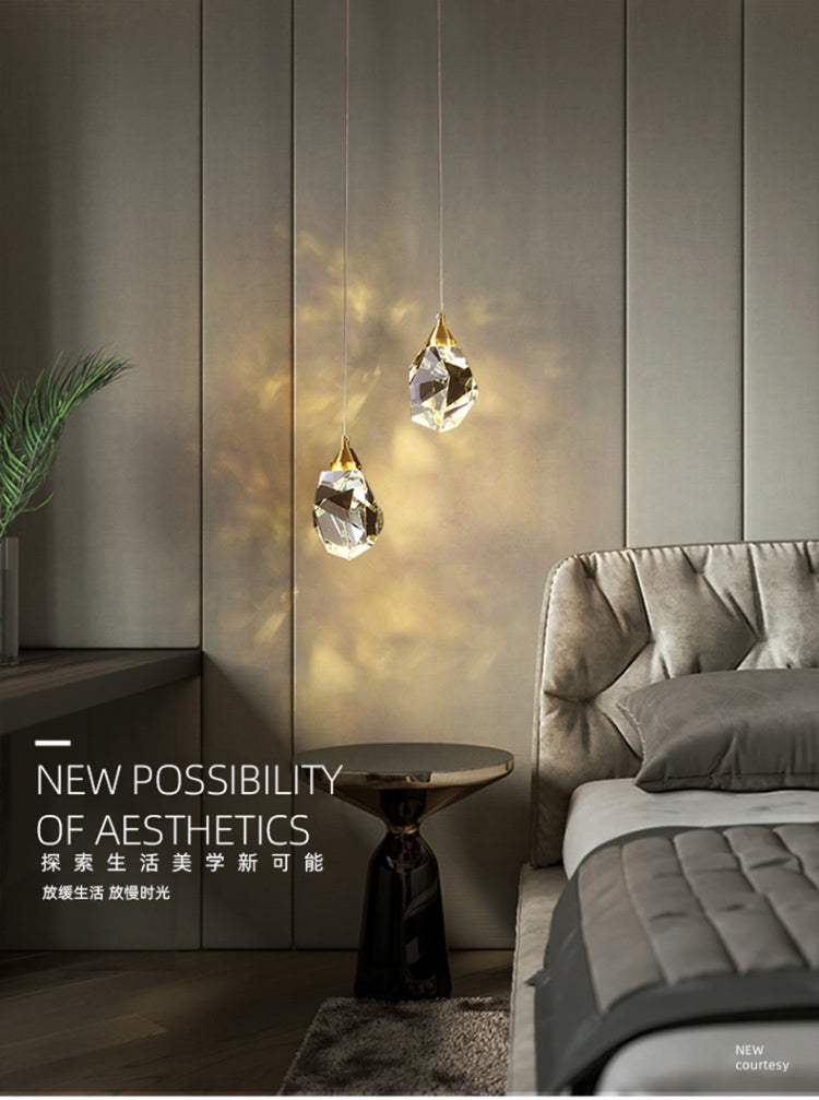 Crystal Brass Pendant Light | LED Wall Lamp