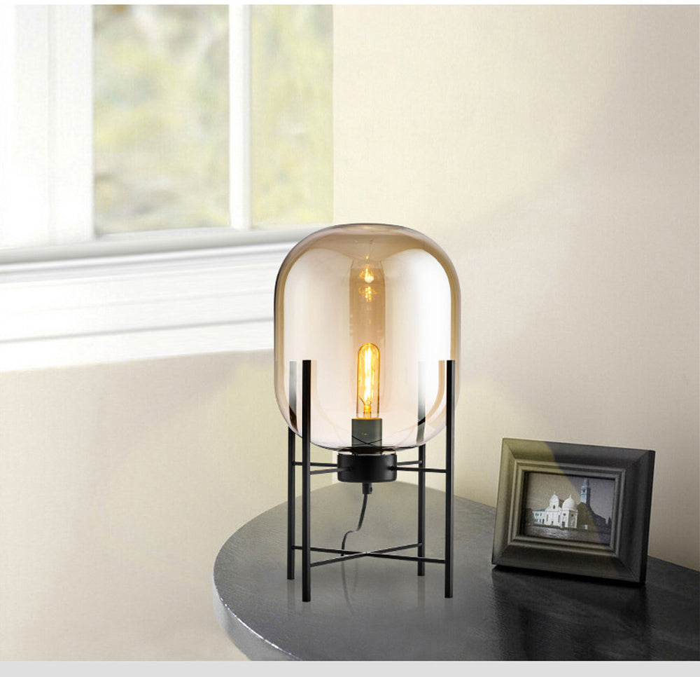 Modern Glass Lantern Standing Table Lamp & Floor Lamp