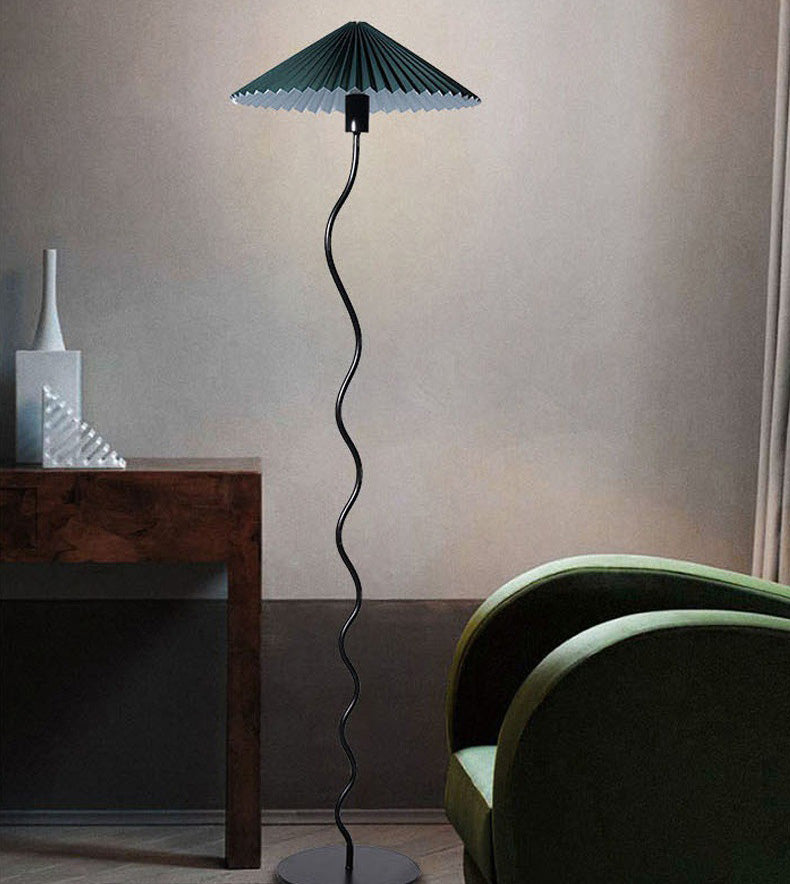 Vintage Pleated Floor Lamp White Fabric