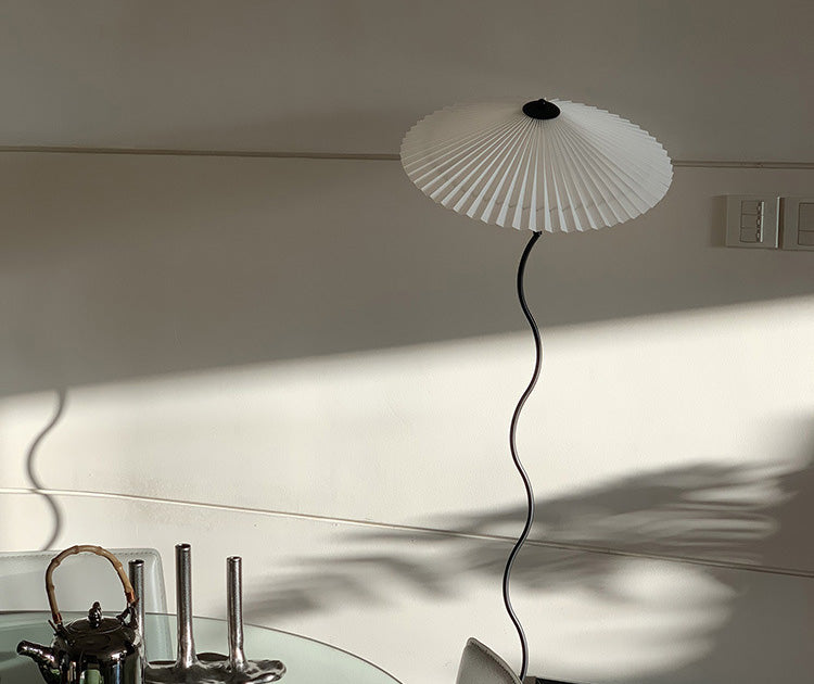 Vintage Pleated Floor Lamp White Fabric