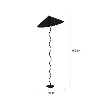 Vintage Pleated Floor Lamp White Fabric