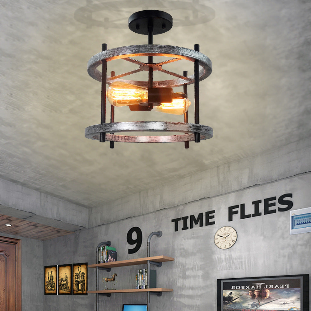Rustic Vintage Wood Ceiling Light