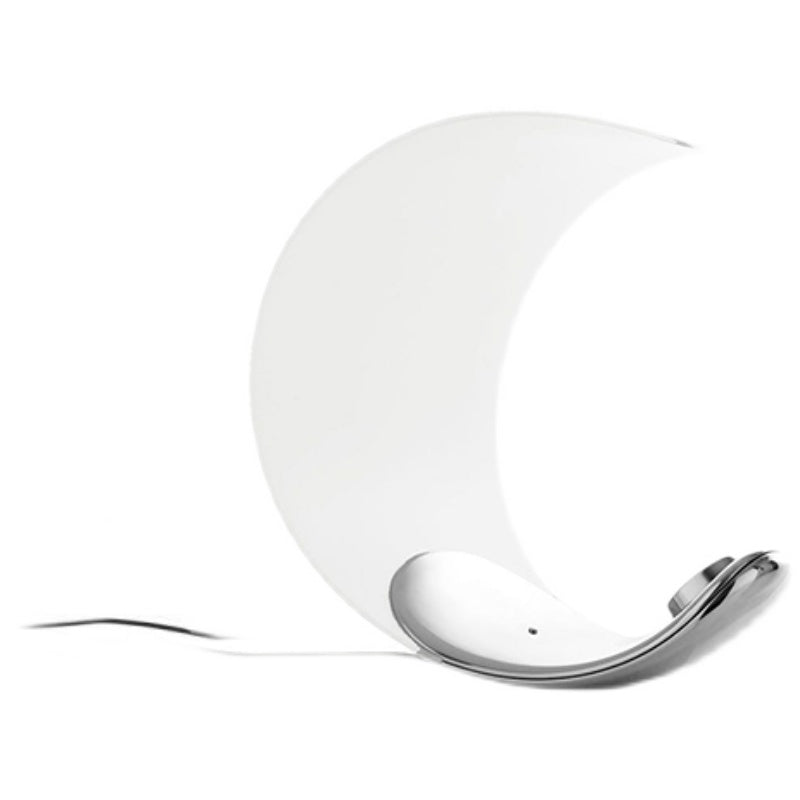 Curl Moon Table Dimmable Matt White Chrome Plated