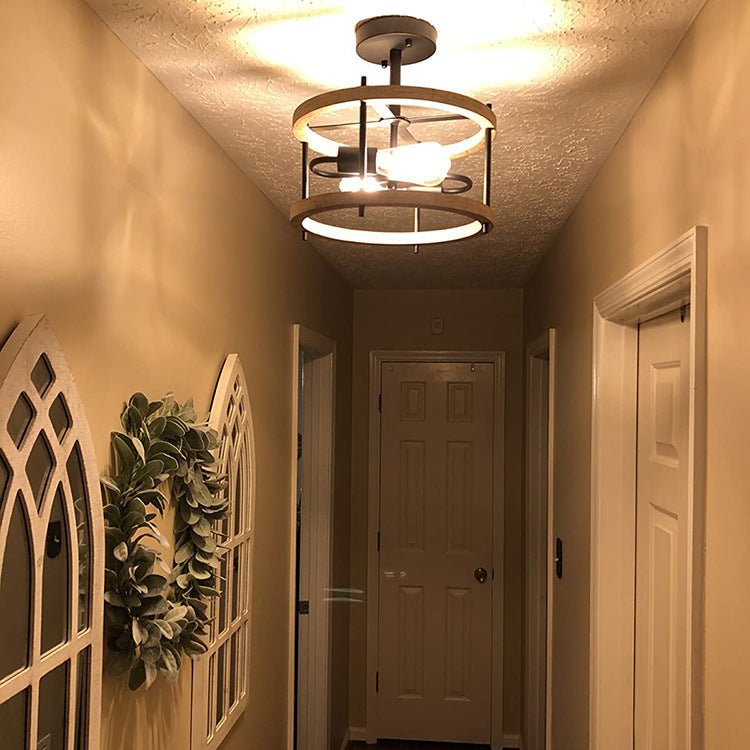 Rustic Vintage Wood Ceiling Light