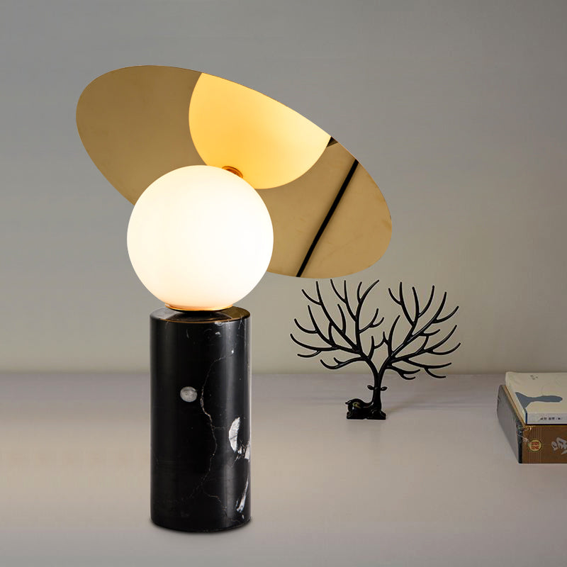 Bola Disc Table Lamp in Marquina Marble