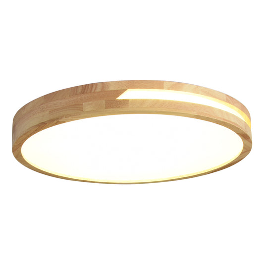 LED Ceiling Light Remote Control Wooden Round