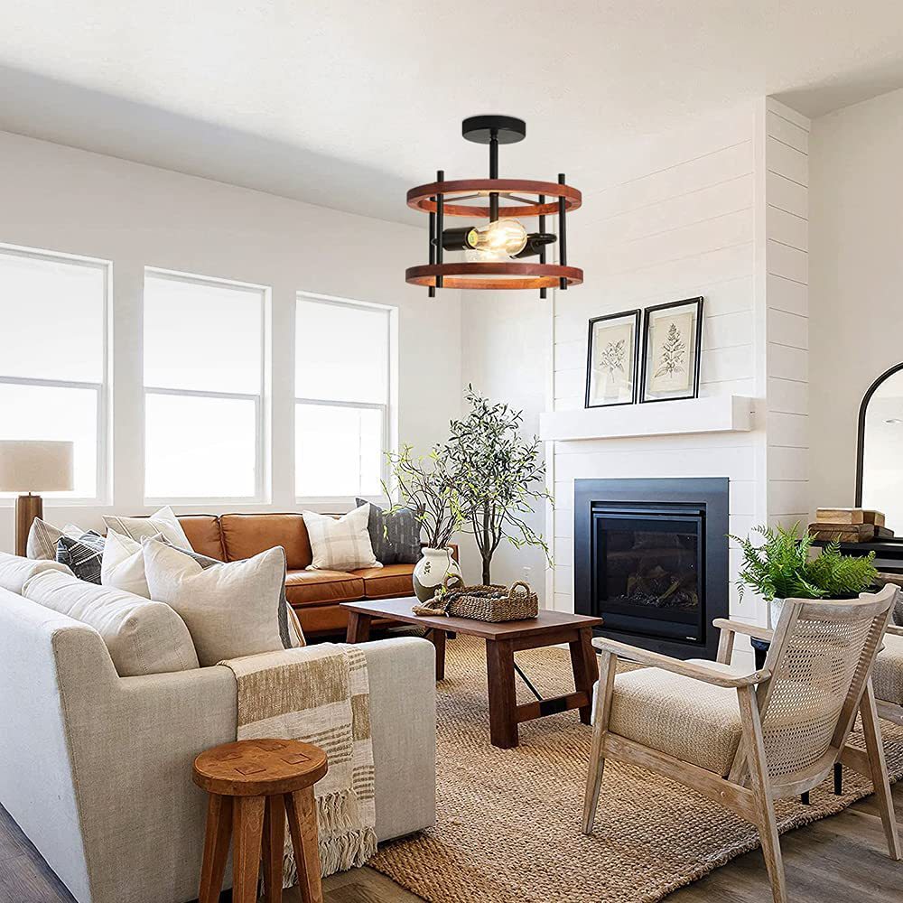 Rustic Vintage Wood Ceiling Light