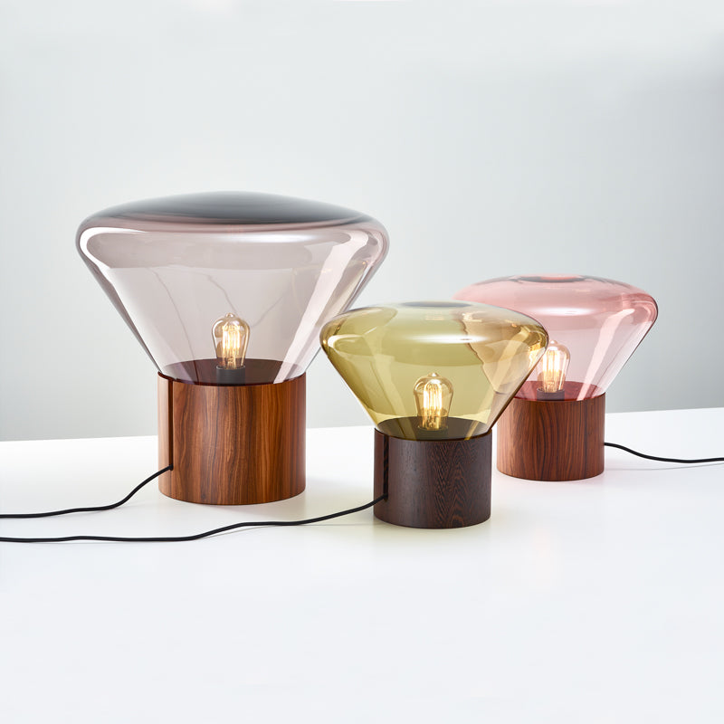 Muffins Wood Base Glass Table Lamp