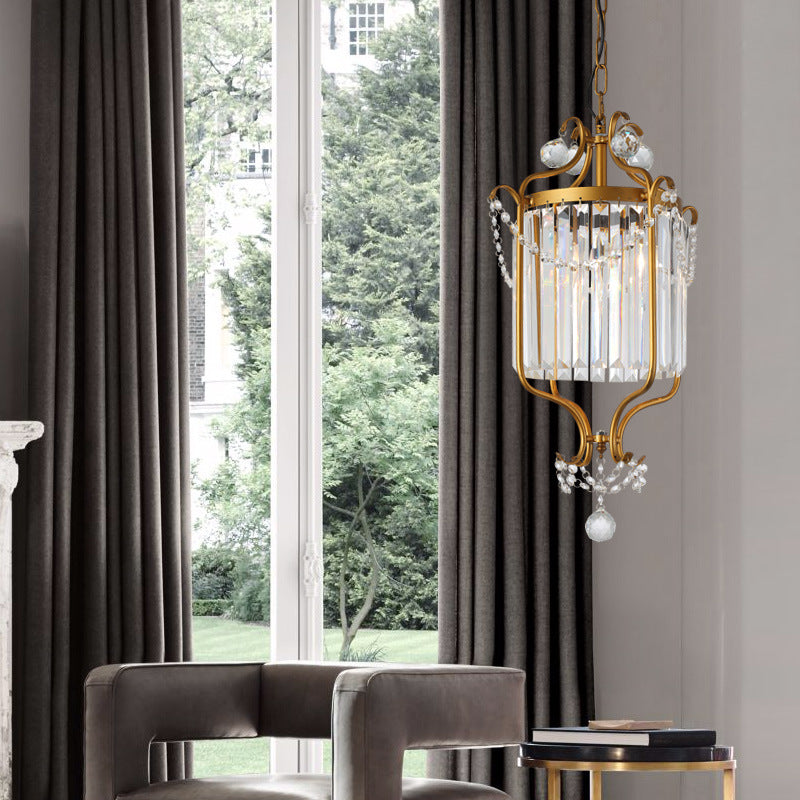 Modernism Cage Hanging Ceiling Lamp with Crystal Shade