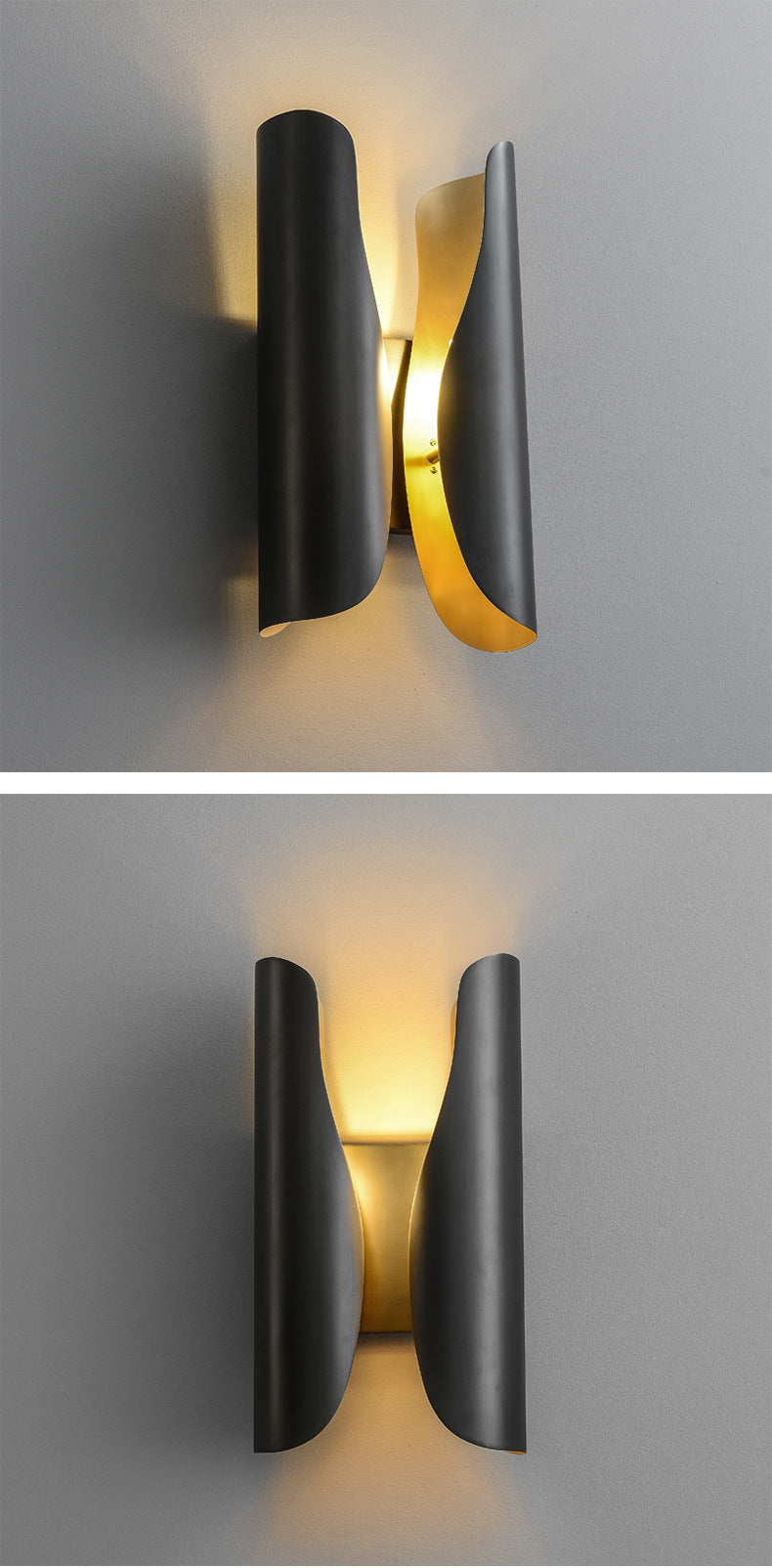 H-shaped Gold Wall Lamp