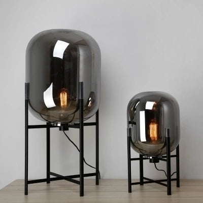 Modern Glass Lantern Standing Table Lamp & Floor Lamp