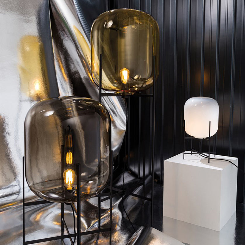 Modern Glass Lantern Standing Table Lamp & Floor Lamp
